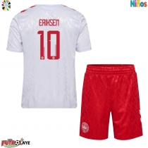 Camiseta Dinamarca Christian Eriksen #10 Visitante Equipación para niños Eurocopa 2024 manga corta (+ pantalones cortos)